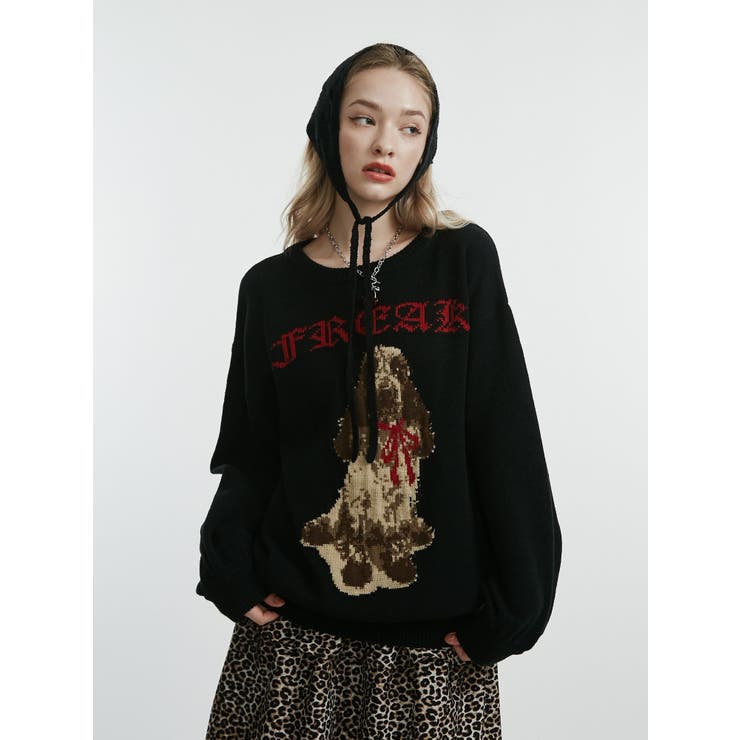 DOGジャガードルーズニット | jouetie | 詳細画像10 