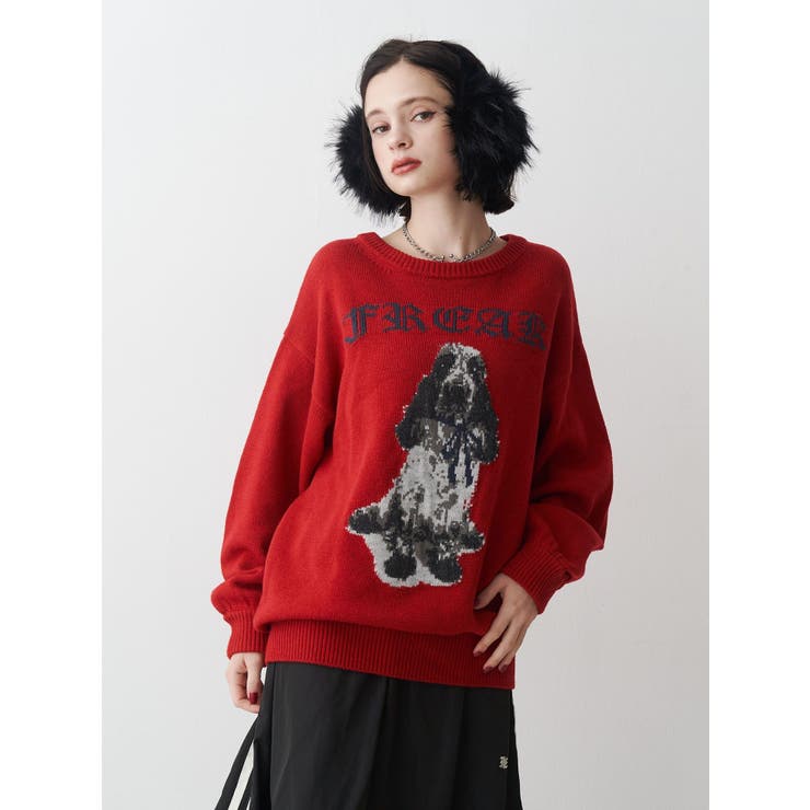 DOGジャガードルーズニット | jouetie | 詳細画像15 