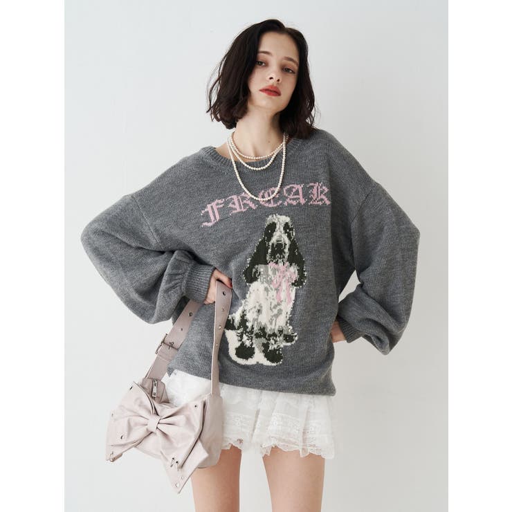 DOGジャガードルーズニット | jouetie | 詳細画像31 