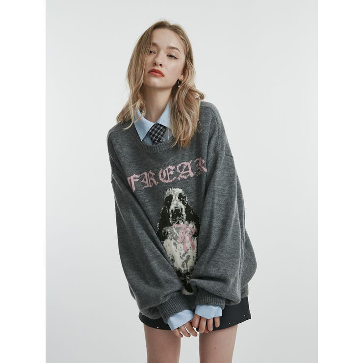 DOGジャガードルーズニット | jouetie | 詳細画像6 