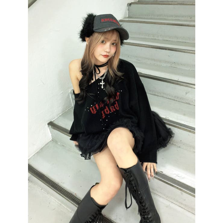 ワンショルスタッズショートニット | jouetie | 詳細画像2 