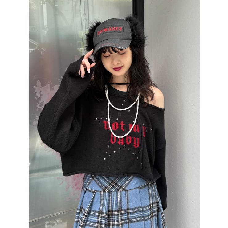 ワンショルスタッズショートニット | jouetie | 詳細画像20 