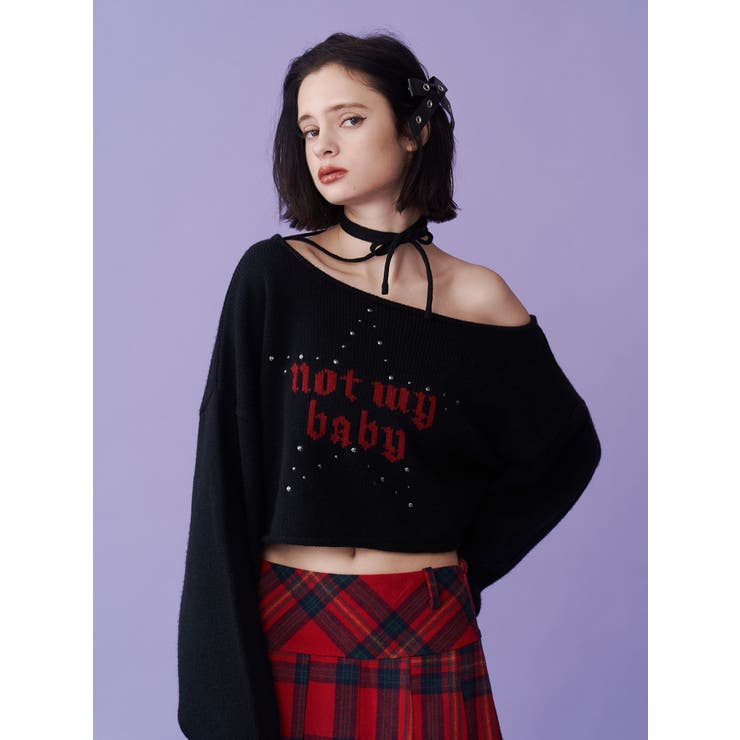 ワンショルスタッズショートニット | jouetie | 詳細画像9 