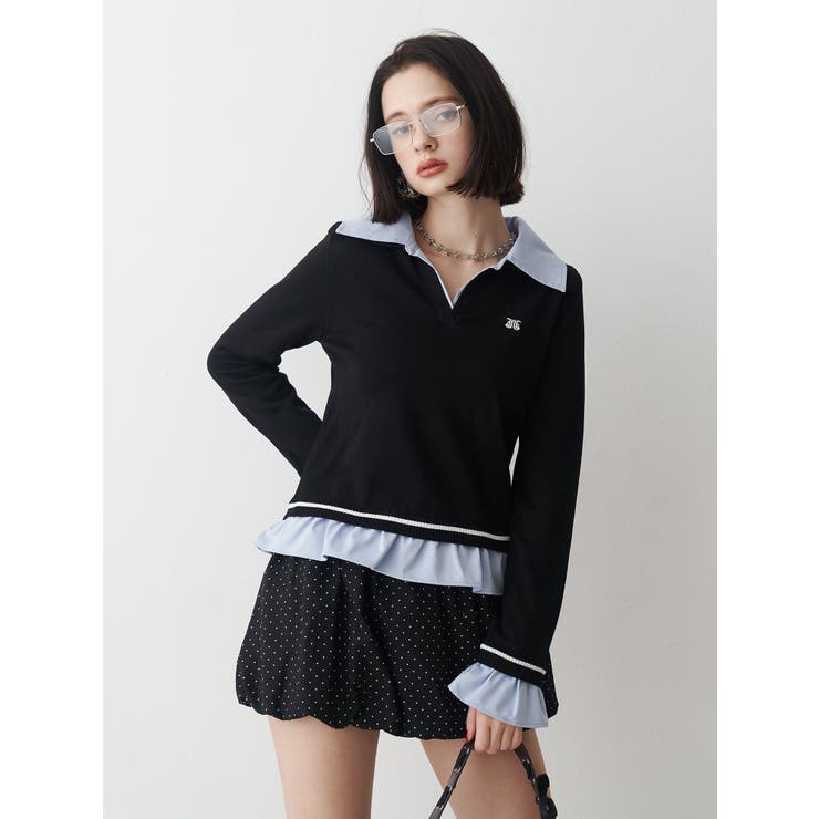 ブラック | レイヤードポロニット | jouetie