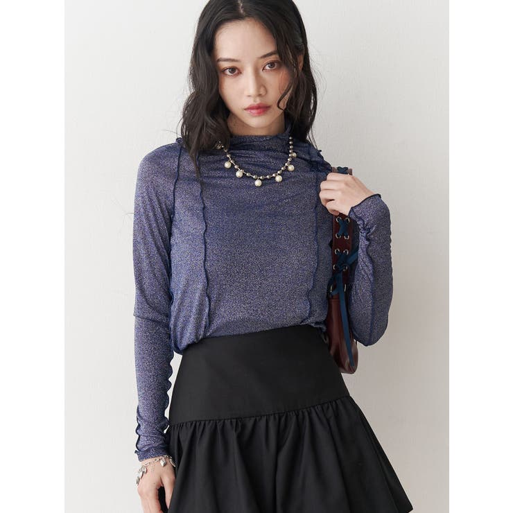 ラメハイネックトップス[品番：MKSW0066729]｜jouetie