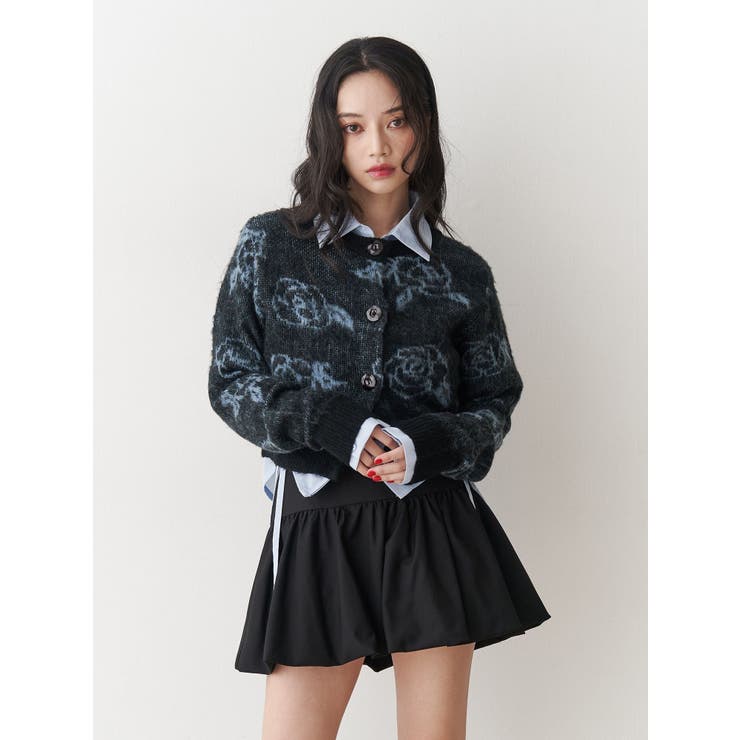 ブラック | 2WAYパターンショートカーデ | jouetie