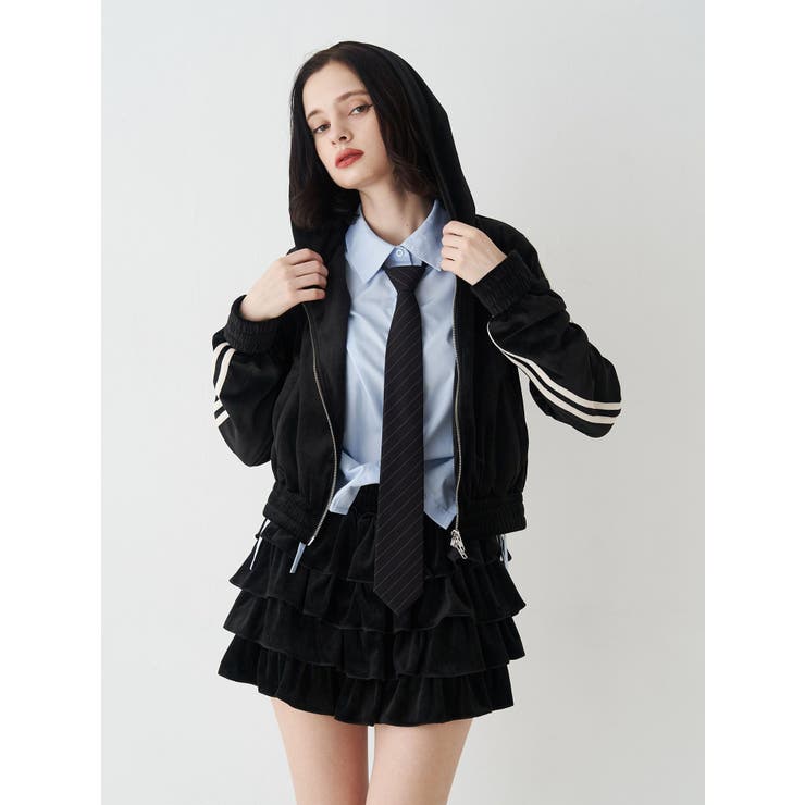 ベロアコンパクトラインZIPフーディ【セットアップ対応】 | jouetie | 詳細画像2 