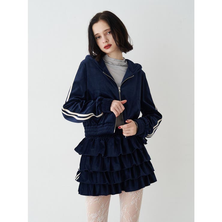 ベロアコンパクトラインZIPフーディ【セットアップ対応】 | jouetie | 詳細画像3 