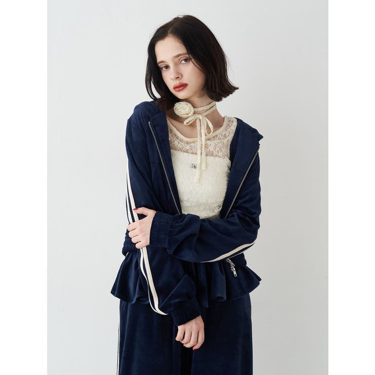 ベロアコンパクトラインZIPフーディ【セットアップ対応】 | jouetie | 詳細画像8 