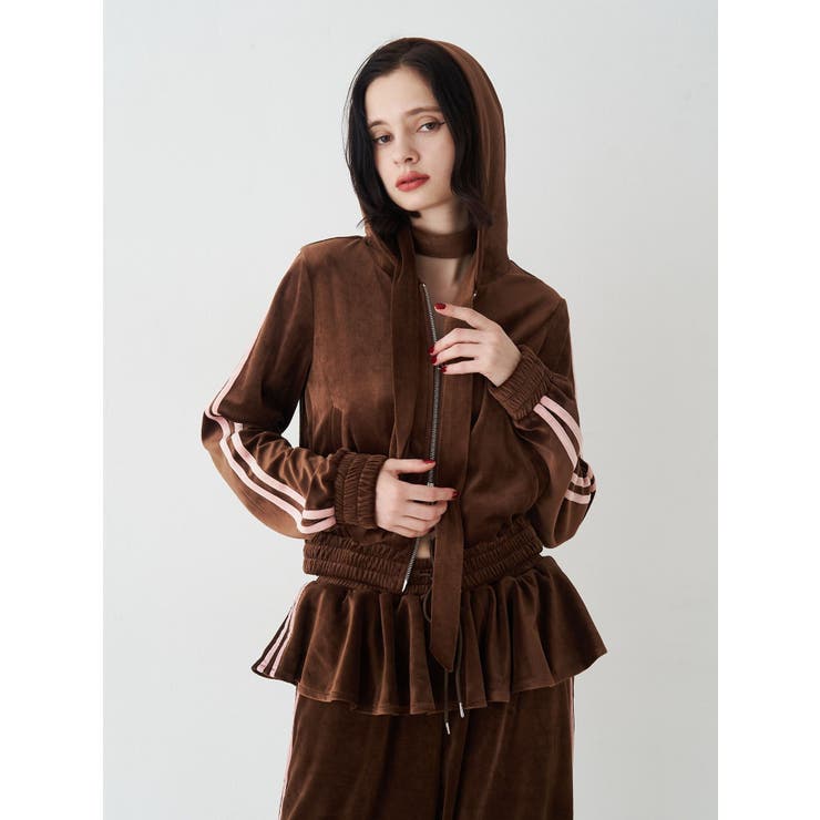 ブラウン | ベロアコンパクトラインZIPフーディ【セットアップ対応】 | jouetie