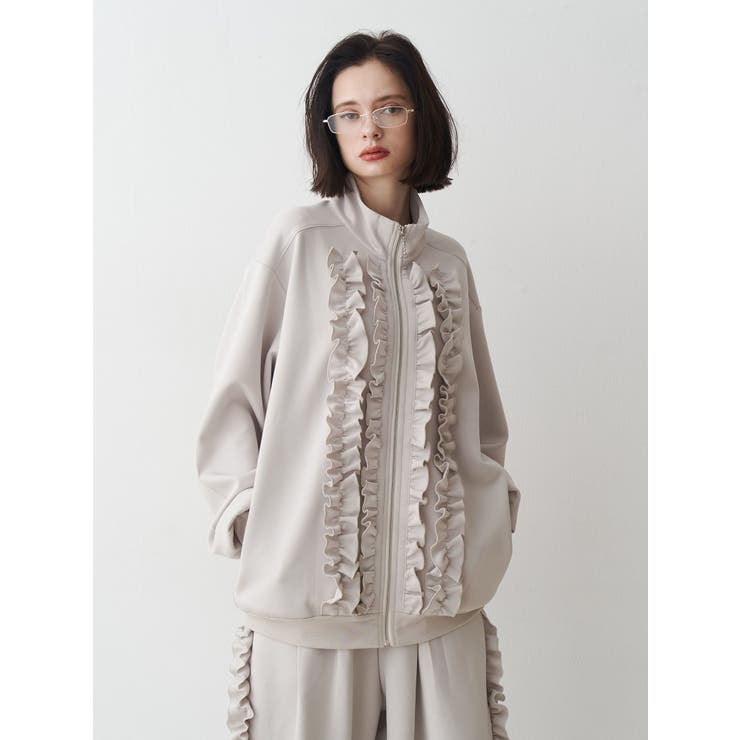 【てぃみ】jouetie ルーズフリルトラックジャケット ルーズフリルトラックジャケット【セットアップ対応】春服（ジャージ