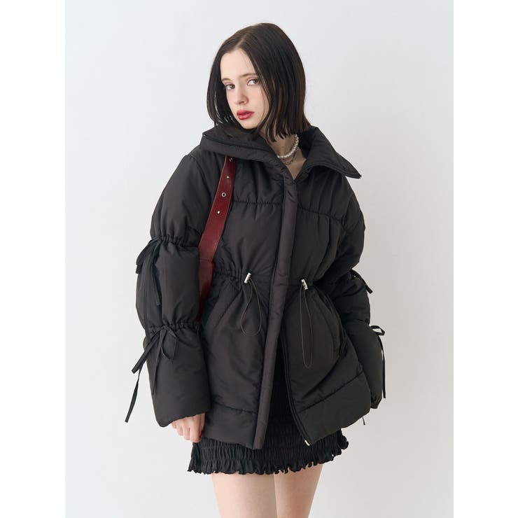 ブラック | ウエストマークミドルパッファーコート | jouetie