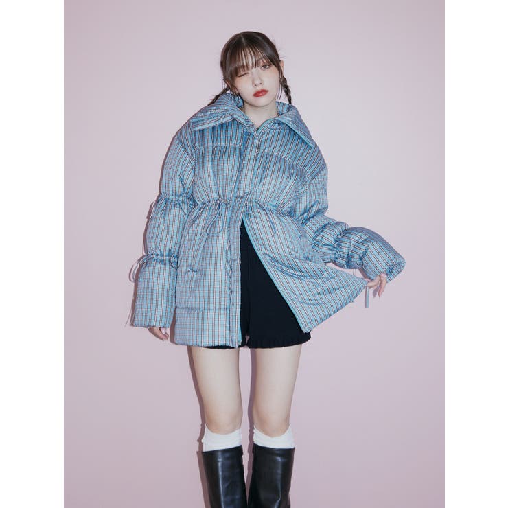 ブルー | ウエストマークミドルパッファーコート | jouetie