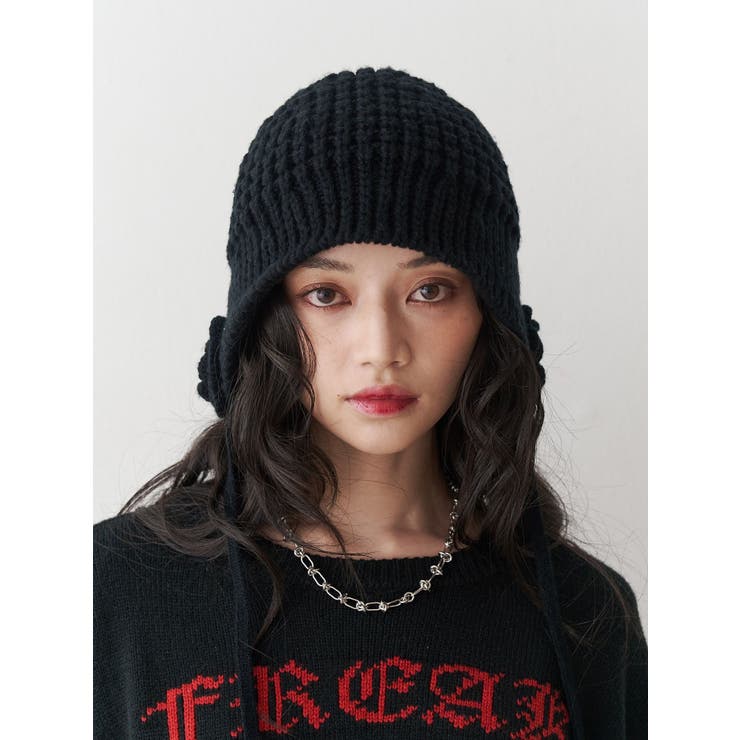 クロシェライクフラワーモチーフビーニー | jouetie | 詳細画像3 