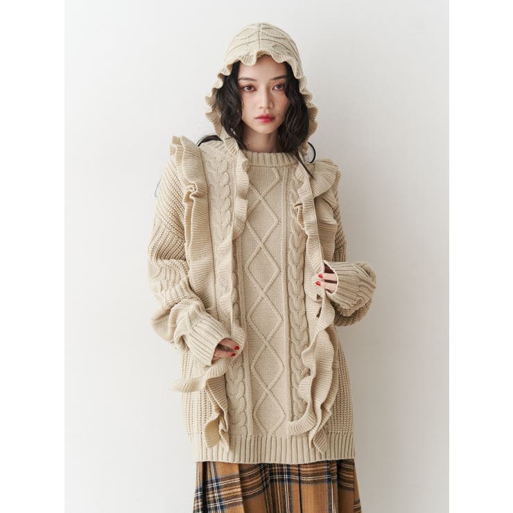 フリルケーブルニットチュニック | jouetie | 詳細画像16 