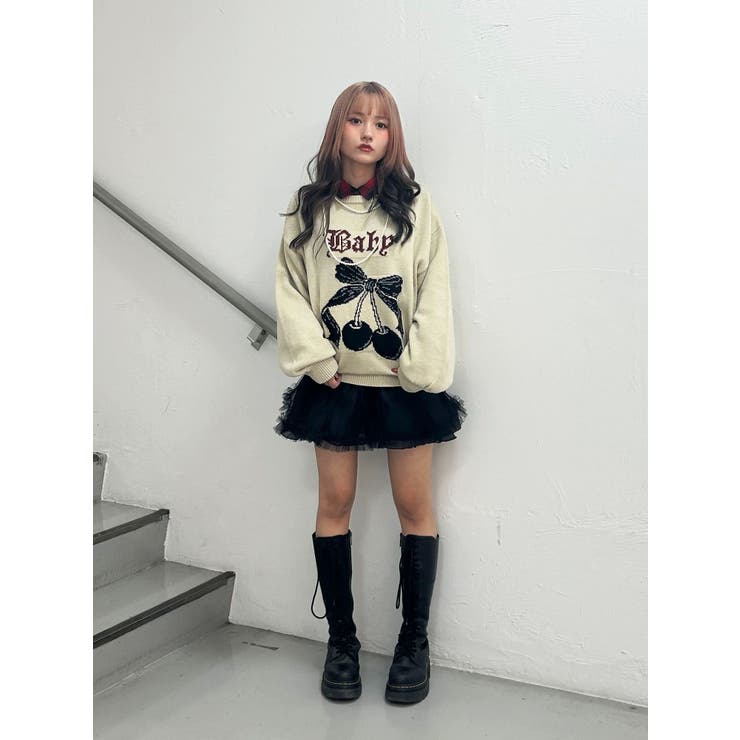 ジャガードチェリールーズニット | jouetie | 詳細画像19 