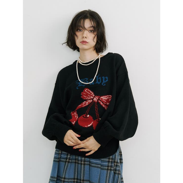 ジャガードチェリールーズニット | jouetie | 詳細画像7 