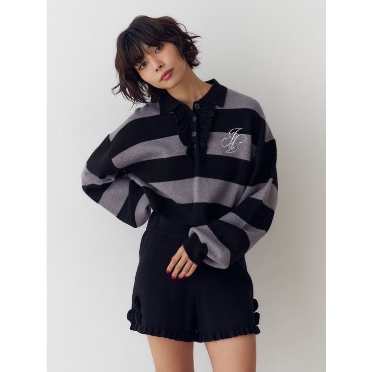 ダークミックス | フリルラガーニットトップス | jouetie