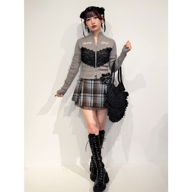 レースドッキングジップニット[品番：MKSW0067566]｜jouetie