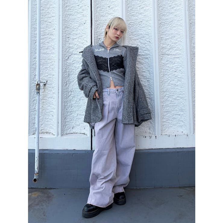 レースドッキングジップニット[品番：MKSW0067566]｜jouetie