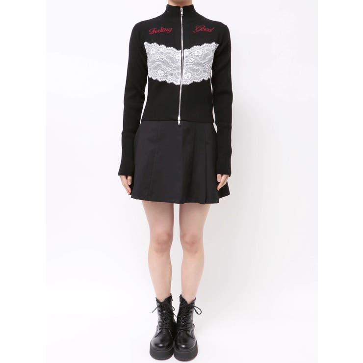 レースドッキングジップニット[品番：MKSW0067566]｜jouetie