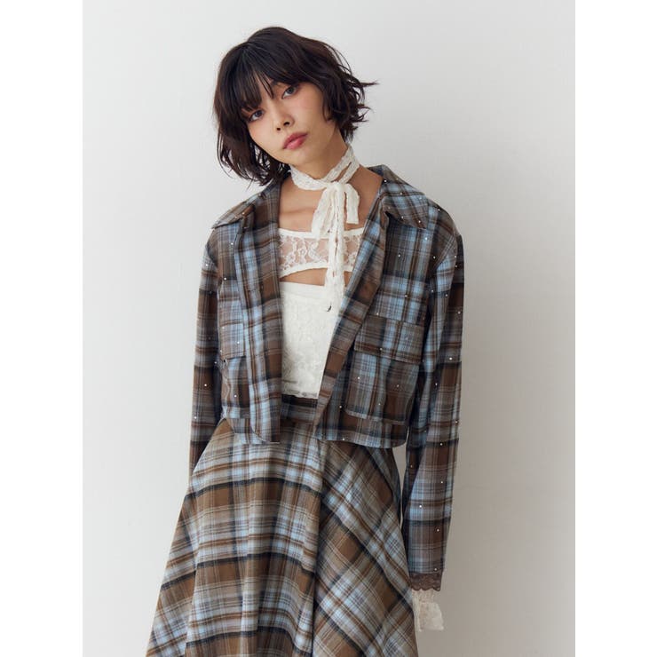 ステンカラーラインストーンショートジャケット【セットアップ対応】 | jouetie | 詳細画像16 