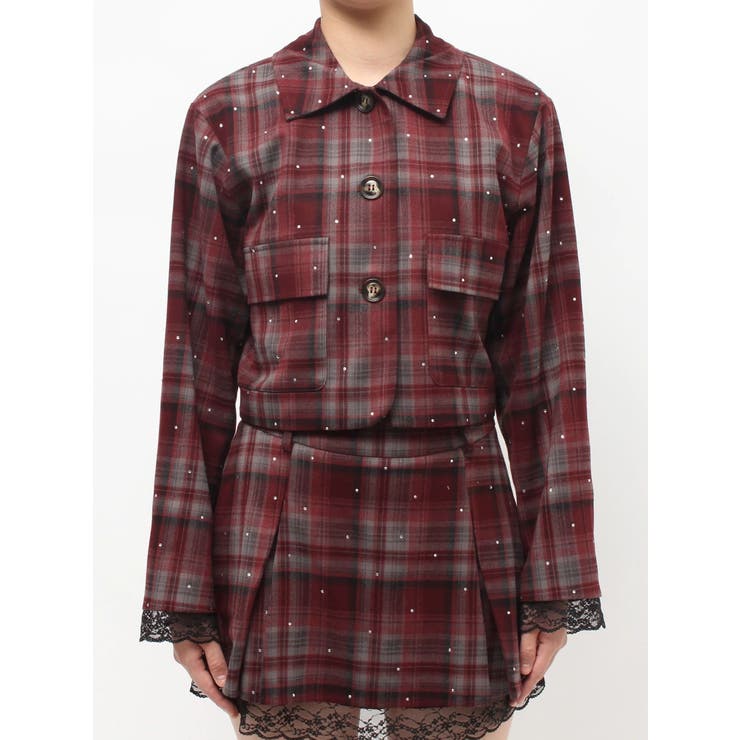 ステンカラーラインストーンショートジャケット【セットアップ対応】 | jouetie | 詳細画像20 