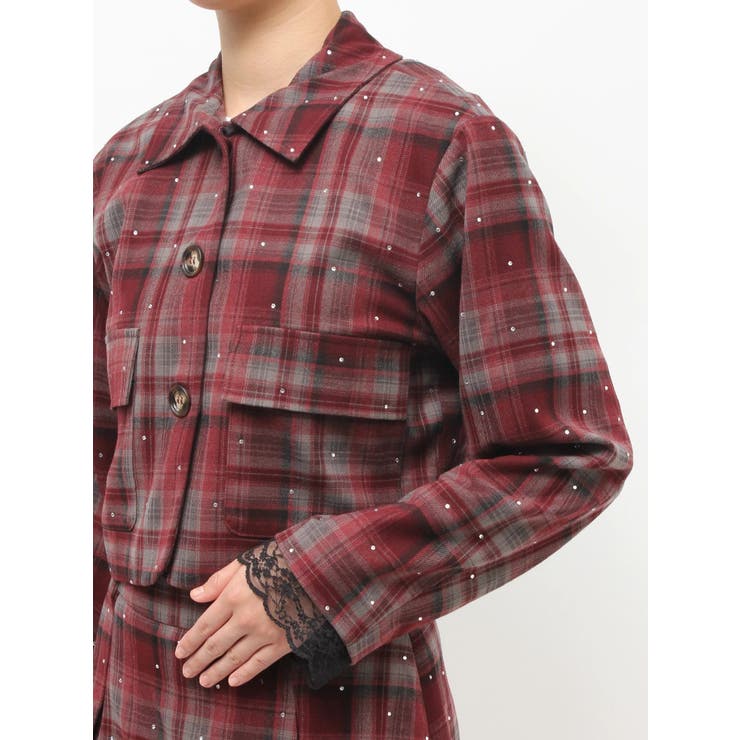 ステンカラーラインストーンショートジャケット【セットアップ対応】 | jouetie | 詳細画像24 