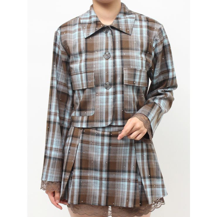 ステンカラーラインストーンショートジャケット【セットアップ対応】 | jouetie | 詳細画像34 