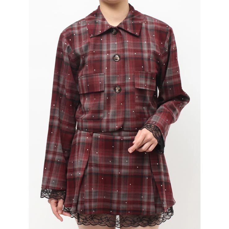 ステンカラーラインストーンショートジャケット【セットアップ対応】 | jouetie | 詳細画像35 