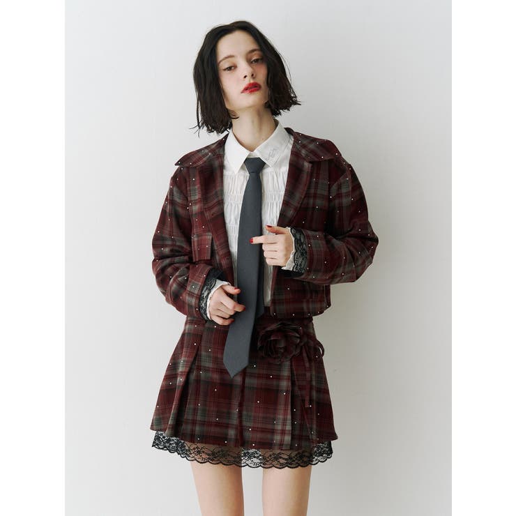 ステンカラーラインストーンショートジャケット【セットアップ対応】 | jouetie | 詳細画像5 