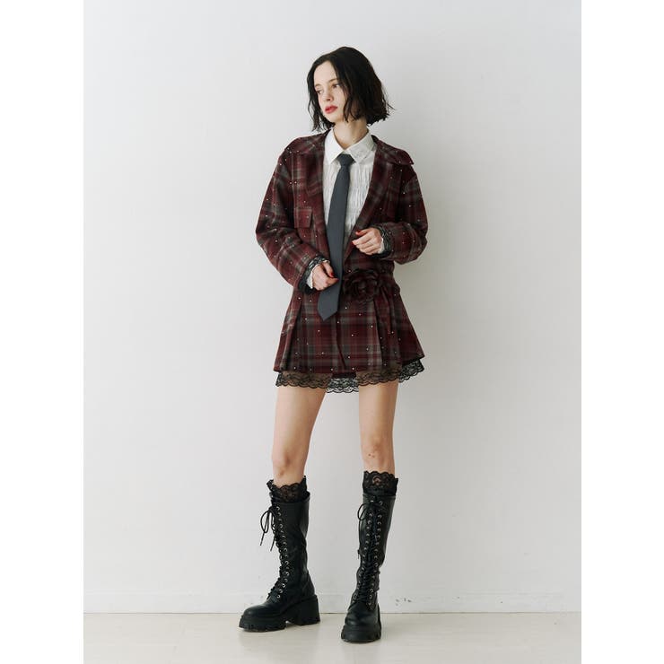 ステンカラーラインストーンショートジャケット【セットアップ対応】 | jouetie | 詳細画像8 