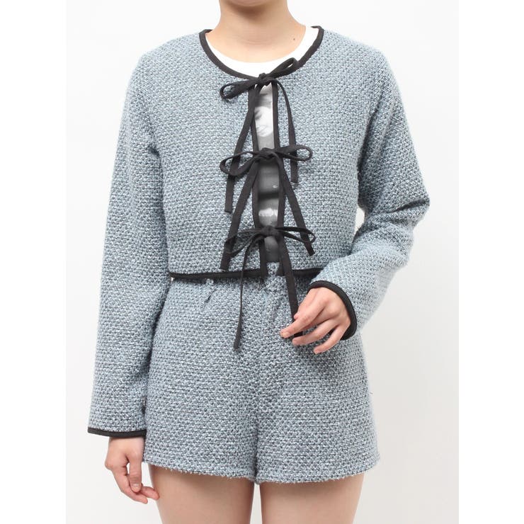 バイカラーツイードライクショートジャケット【セットアップ対応】 | jouetie | 詳細画像2 