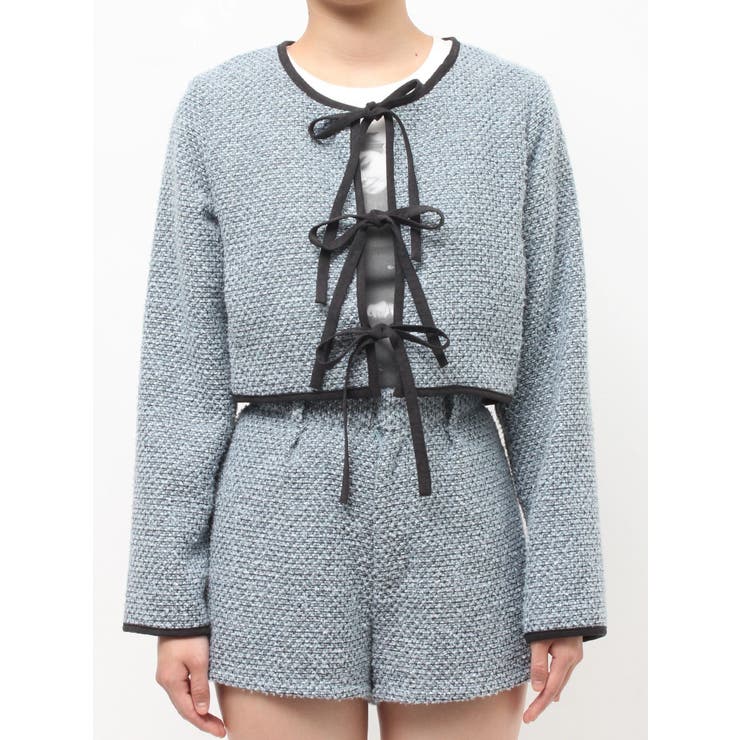 バイカラーツイードライクショートジャケット【セットアップ対応】 | jouetie | 詳細画像3 