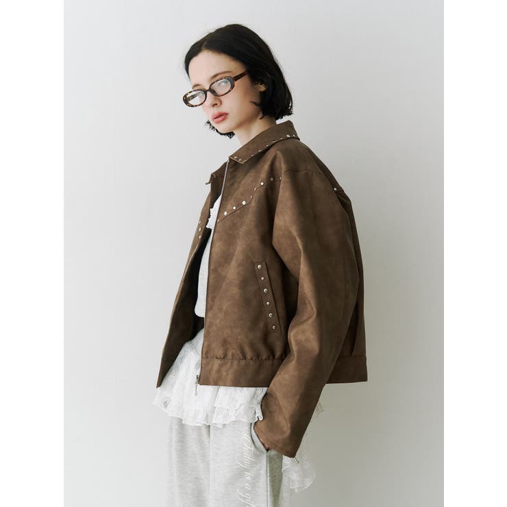 フェイクレザースタッズブルゾン | jouetie | 詳細画像18 