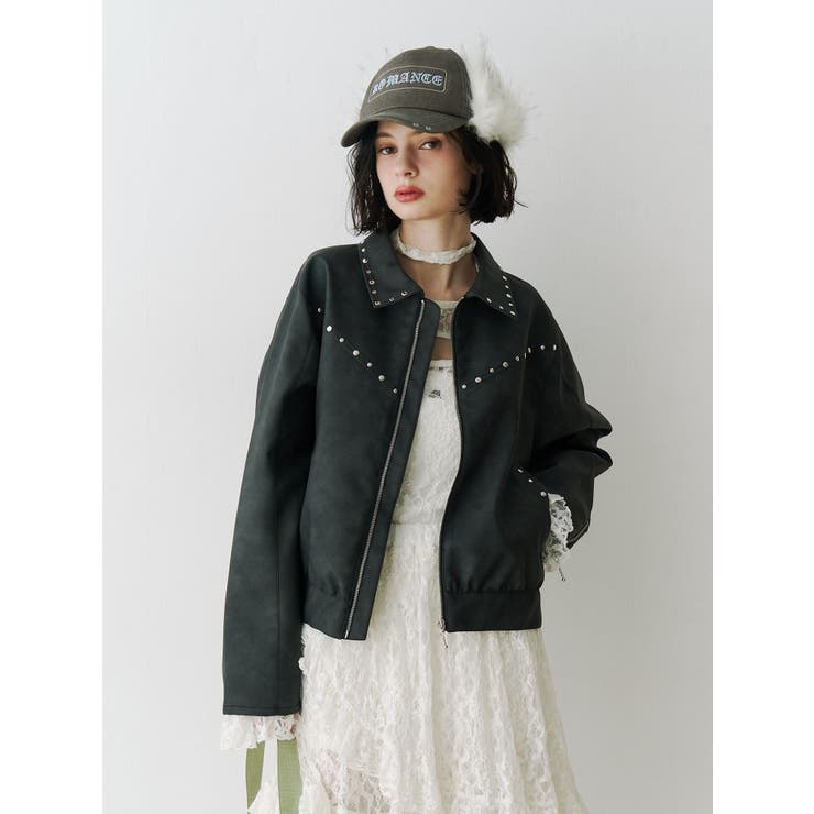 フェイクレザースタッズブルゾン | jouetie | 詳細画像29 