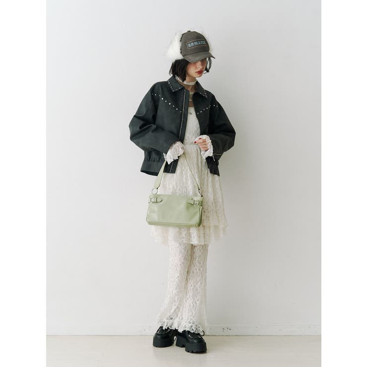 フェイクレザースタッズブルゾン | jouetie | 詳細画像32 