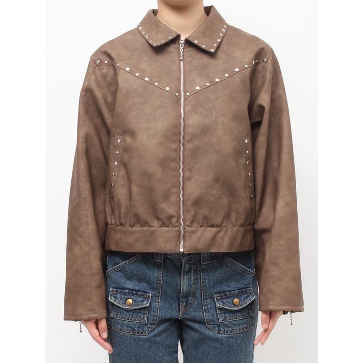 フェイクレザースタッズブルゾン | jouetie | 詳細画像35 