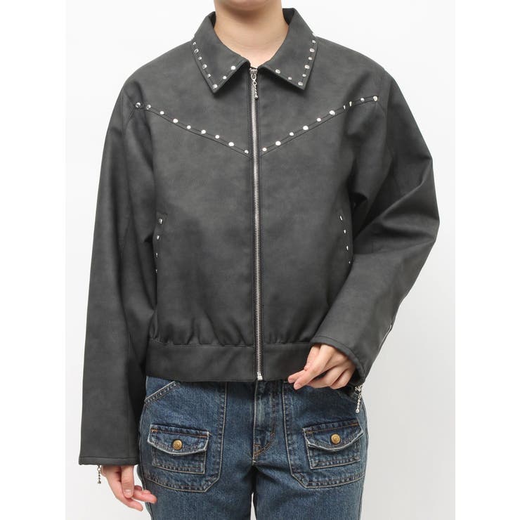 フェイクレザースタッズブルゾン | jouetie | 詳細画像48 