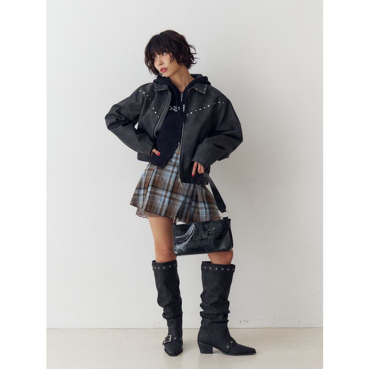 フェイクレザースタッズブルゾン | jouetie | 詳細画像5 