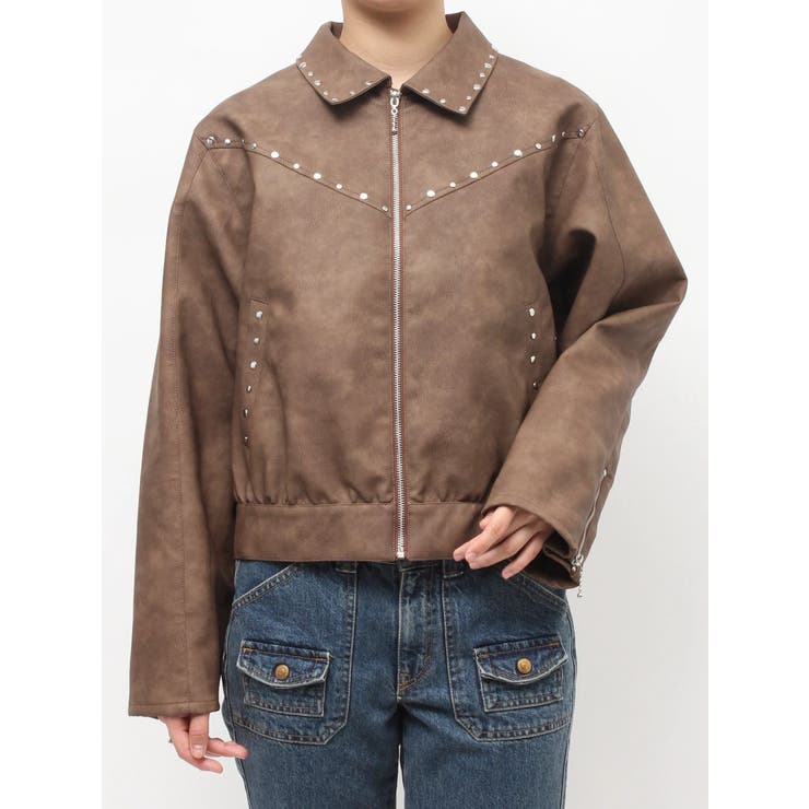 フェイクレザースタッズブルゾン | jouetie | 詳細画像50 