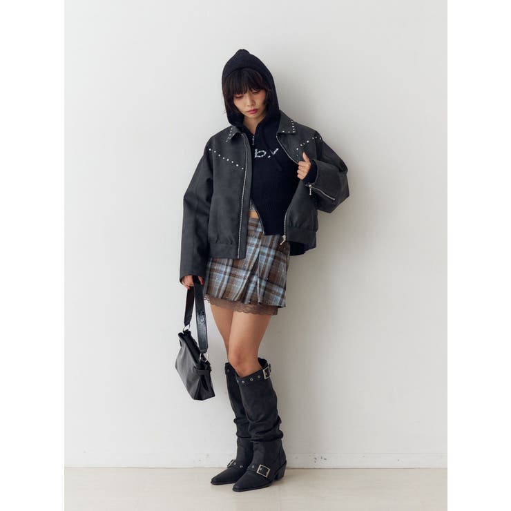 フェイクレザースタッズブルゾン | jouetie | 詳細画像6 