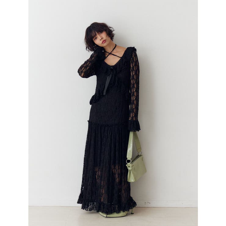 ラッフルフリルレースロングワンピース | jouetie | 詳細画像18 