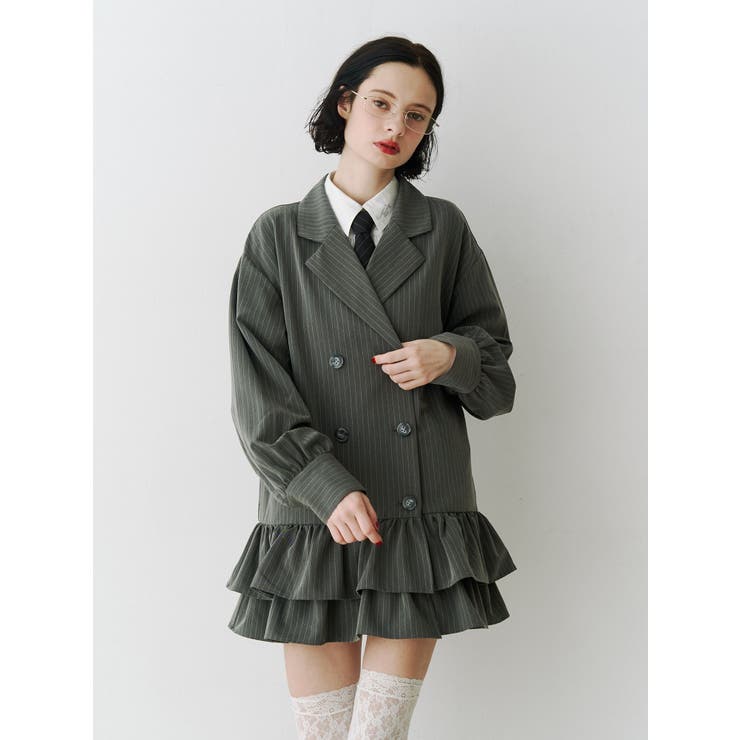 グレー | ヘムフリルトレンチミニワンピース | jouetie