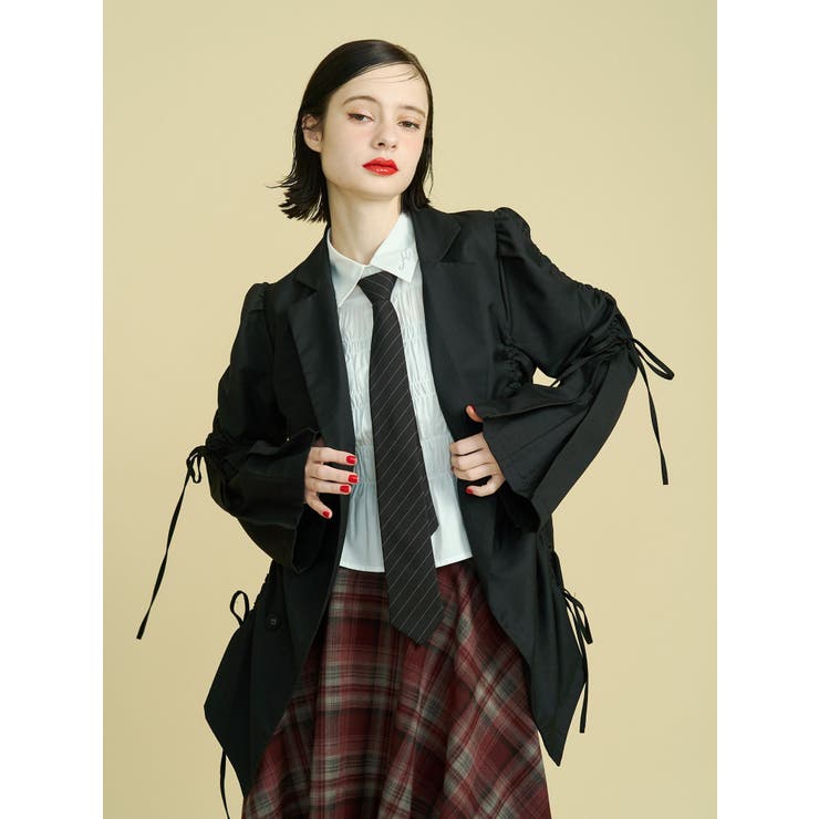 ギャザーリボンジャケットミニワンピース【セットアップ対応】 | jouetie | 詳細画像4 