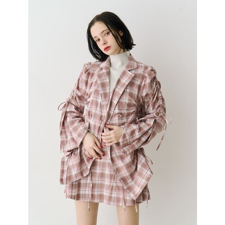 ピンク | ギャザーリボンジャケットミニワンピース【セットアップ対応】 | jouetie