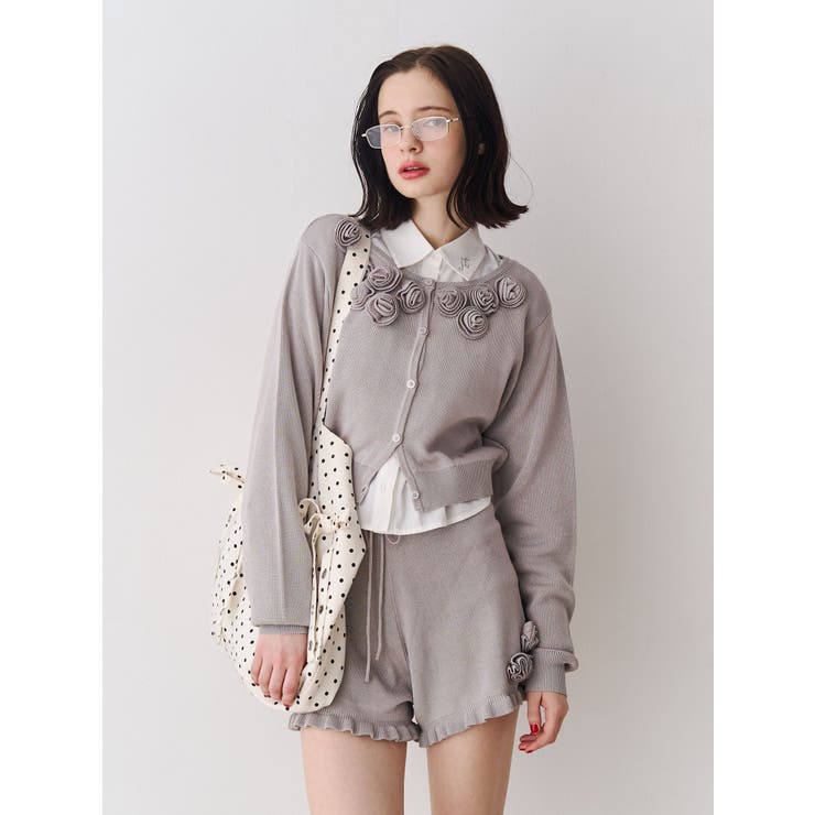 ローズモチーフニットショーパン【セットアップ対応】 | jouetie | 詳細画像3 