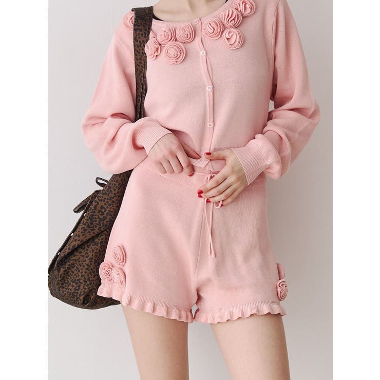 ピンク | ローズモチーフニットショーパン【セットアップ対応】 | jouetie