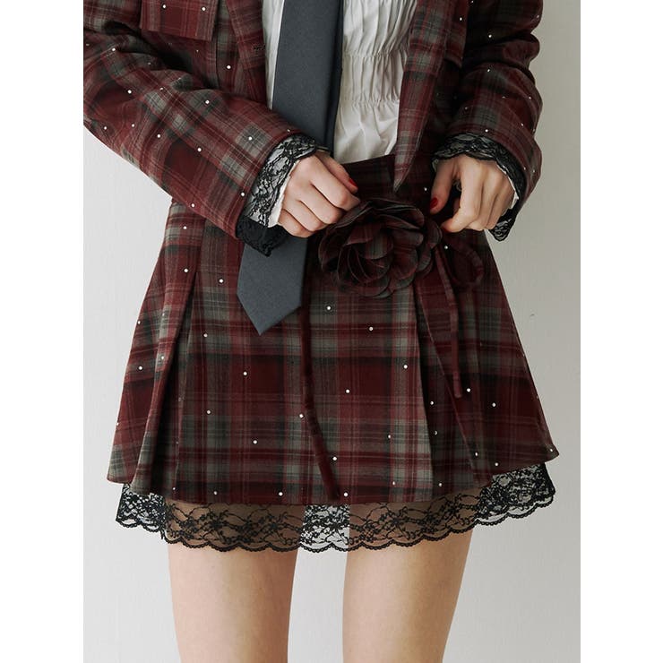 レッド | ローズモチーフミニスカパン【セットアップ対応】 | jouetie