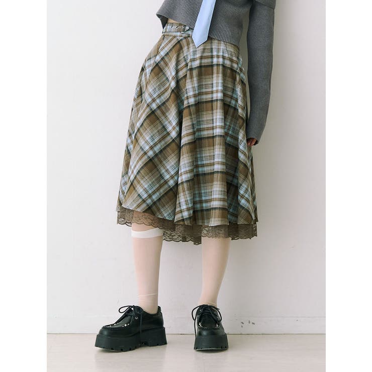 ブラウン | パターンベルトフレアスカート【セットアップ対応】 | jouetie